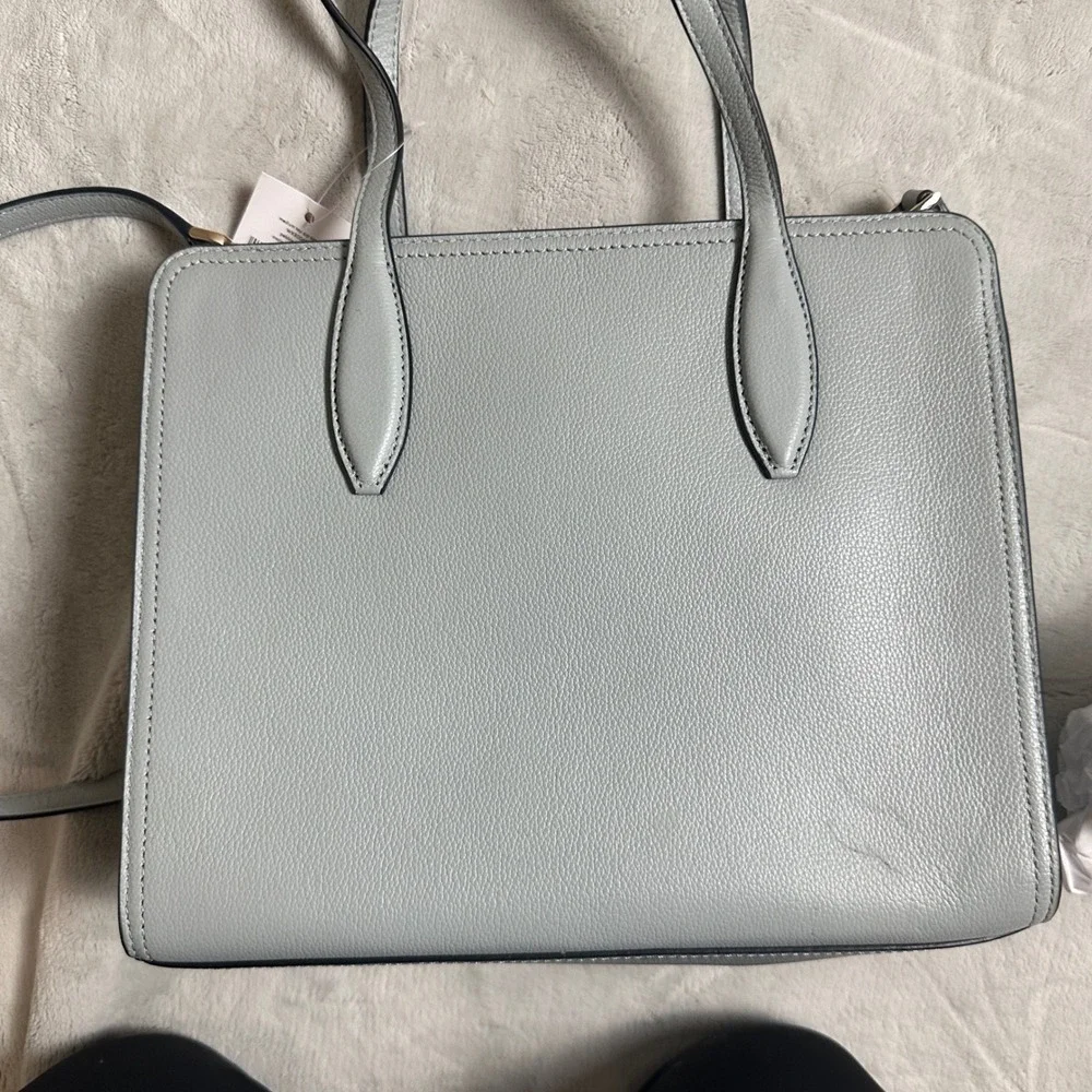 New! Kate Spade Rowe Medium‎ Top Zip Satchel Pebble Leather in Avalon Mist